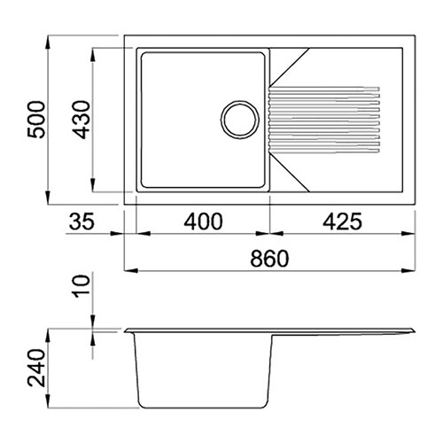 Elleci White Granite Undermount Sink + Drainer